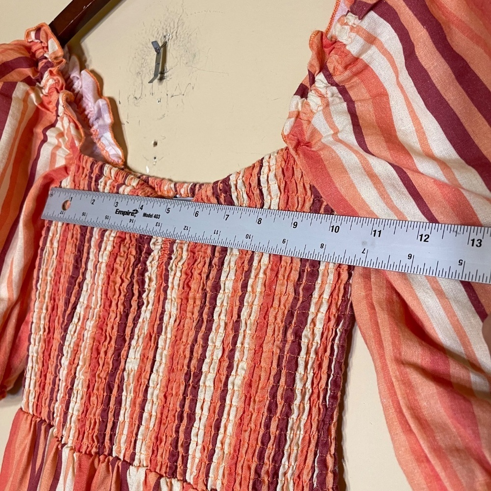Charlie Holiday Striped Orange and Cream Dress - Picture 3 of 8